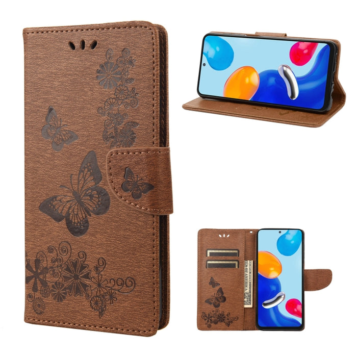 Estuche para teléfono de cuero con tapa horizontal en relieve de mariposa, For Xiaomi Redmi Note 11 4G / Note 11S, For Xiaomi Poco X4 Pro 5G
