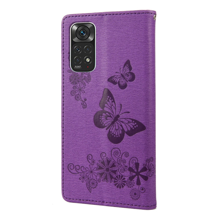 Estuche para teléfono de cuero con tapa horizontal en relieve de mariposa, For Xiaomi Redmi Note 11 4G / Note 11S, For Xiaomi Poco X4 Pro 5G