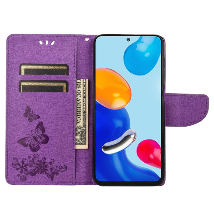 Estuche para teléfono de cuero con tapa horizontal en relieve de mariposa, For Xiaomi Redmi Note 11 4G / Note 11S, For Xiaomi Poco X4 Pro 5G