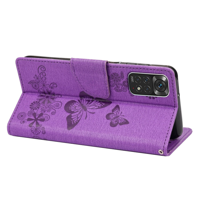 Estuche para teléfono de cuero con tapa horizontal en relieve de mariposa, For Xiaomi Redmi Note 11 4G / Note 11S, For Xiaomi Poco X4 Pro 5G