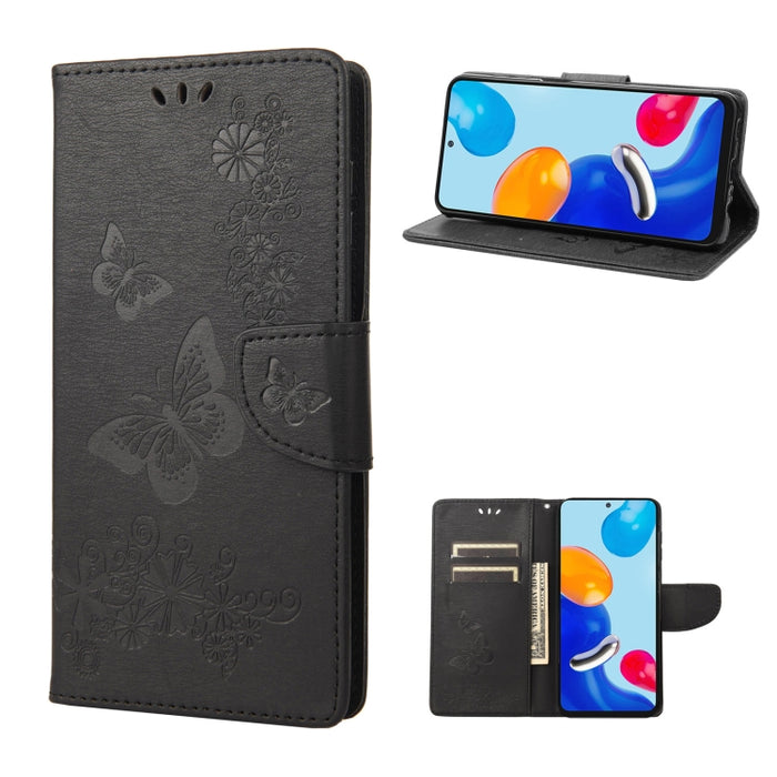 Estuche para teléfono de cuero con tapa horizontal en relieve de mariposa, For Xiaomi Redmi Note 11 4G / Note 11S, For Xiaomi Poco X4 Pro 5G