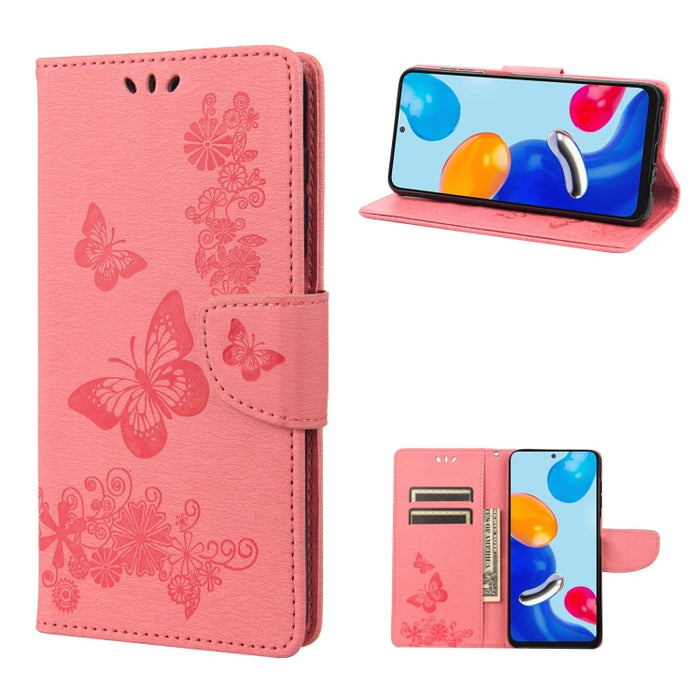 Estuche para teléfono de cuero con tapa horizontal en relieve de mariposa, For Xiaomi Redmi Note 11 4G / Note 11S, For Xiaomi Poco X4 Pro 5G