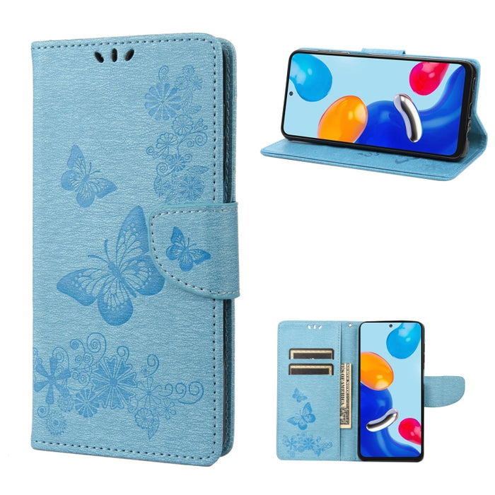 Estuche para teléfono de cuero con tapa horizontal en relieve de mariposa, For Xiaomi Redmi Note 11 4G / Note 11S, For Xiaomi Poco X4 Pro 5G