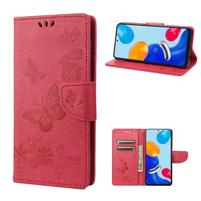 Estuche para teléfono de cuero con tapa horizontal en relieve de mariposa, For Xiaomi Redmi Note 11 4G / Note 11S, For Xiaomi Poco X4 Pro 5G