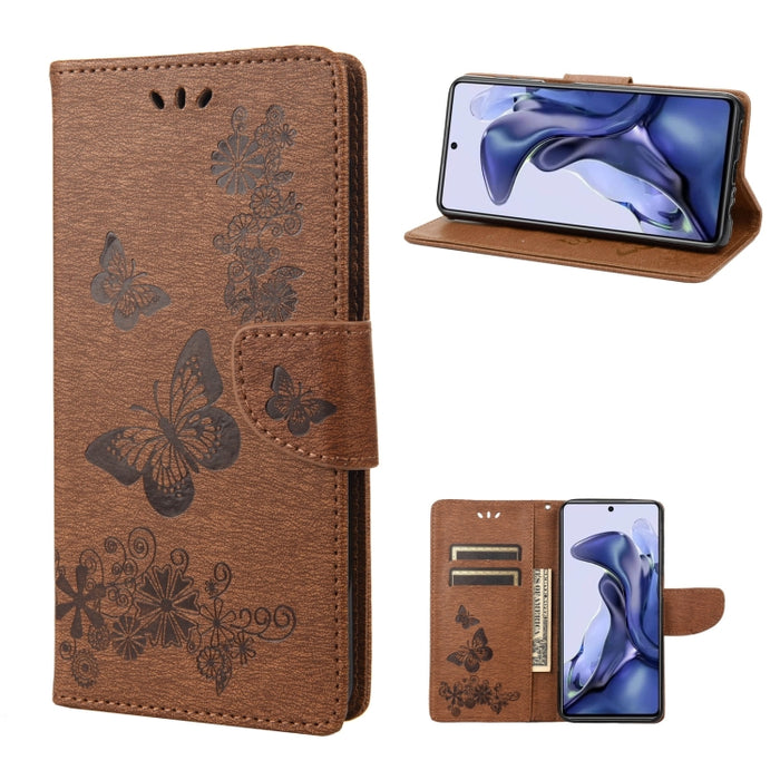 Estuche para teléfono de cuero con tapa horizontal en relieve de mariposa, For Xiaomi Redmi Note 11 4G / Note 11S, For Xiaomi Poco X4 Pro 5G
