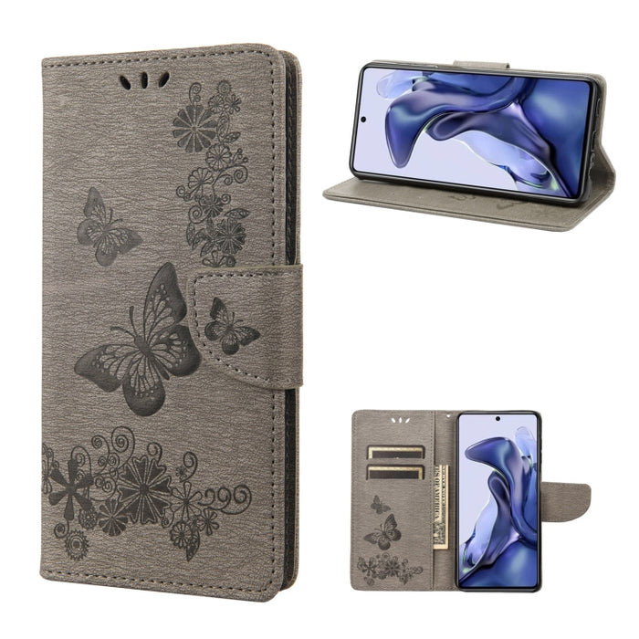 Estuche para teléfono de cuero con tapa horizontal en relieve de mariposa, For Xiaomi Redmi Note 11 4G / Note 11S, For Xiaomi Poco X4 Pro 5G