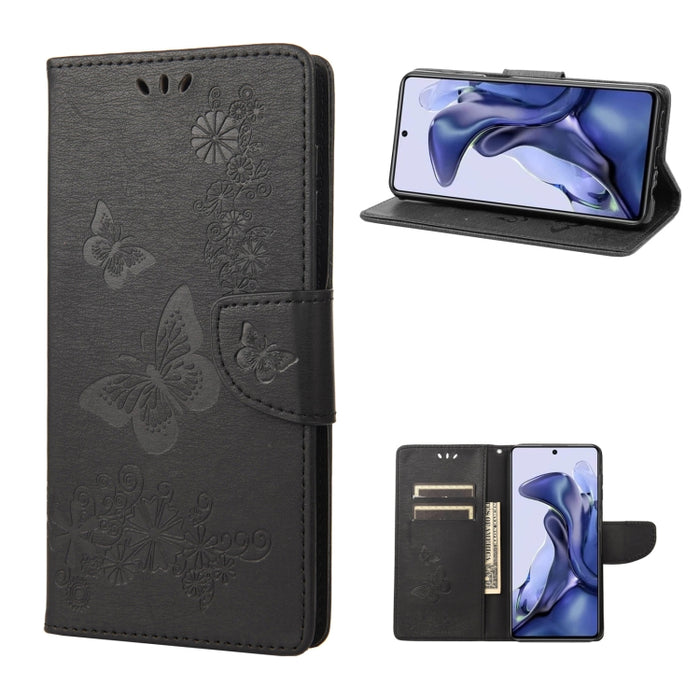 Estuche para teléfono de cuero con tapa horizontal en relieve de mariposa, For Xiaomi Redmi Note 11 4G / Note 11S, For Xiaomi Poco X4 Pro 5G