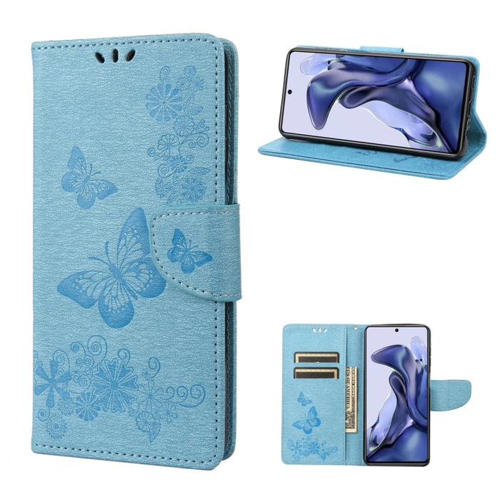 Estuche para teléfono de cuero con tapa horizontal en relieve de mariposa, For Xiaomi Redmi Note 11 4G / Note 11S, For Xiaomi Poco X4 Pro 5G