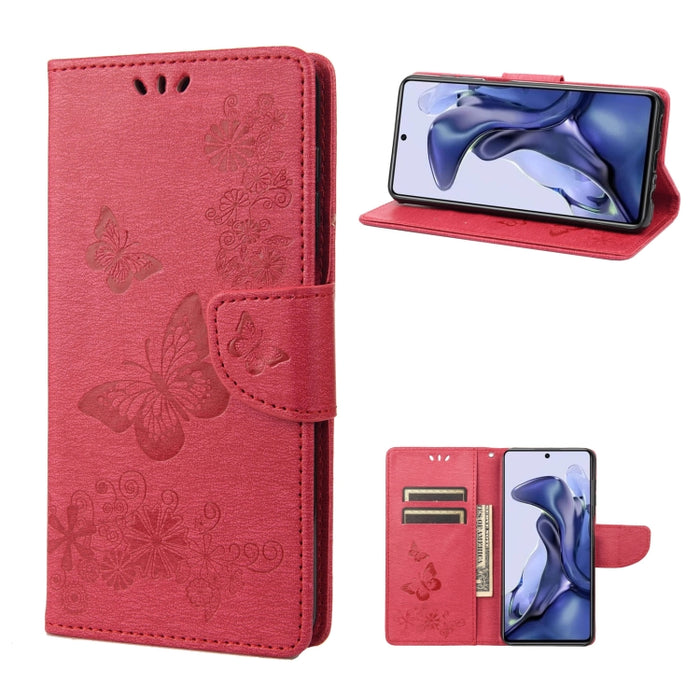 Estuche para teléfono de cuero con tapa horizontal en relieve de mariposa, For Xiaomi Redmi Note 11 4G / Note 11S, For Xiaomi Poco X4 Pro 5G