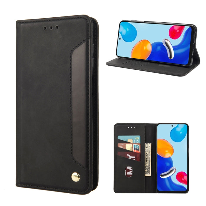 Estuche para teléfono de cuero con empalme magnético con sensación de piel, For Xiaomi Redmi Note 11 4G / Note 11S, For Xiaomi Poco X4 Pro 5G