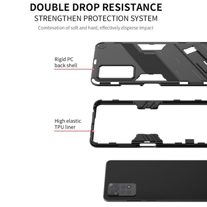 Punk Armor 2 en 1 PC + TPU Estuche para teléfono a prueba de golpes con soporte invisible, For Xiaomi Redmi Note 11 Pro 5G Gobal, For Xiaomi Poco M4 Pro 4G, For Xiaomi Poco X4 Pro 5G