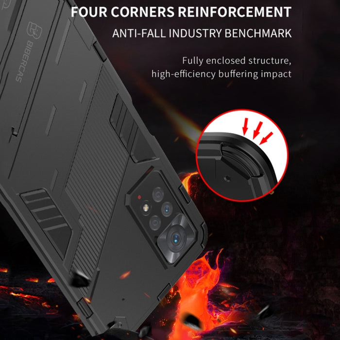 Punk Armor 2 en 1 PC + TPU Estuche para teléfono a prueba de golpes con soporte invisible, For Xiaomi Redmi Note 11 Pro 5G Gobal, For Xiaomi Poco M4 Pro 4G, For Xiaomi Poco X4 Pro 5G