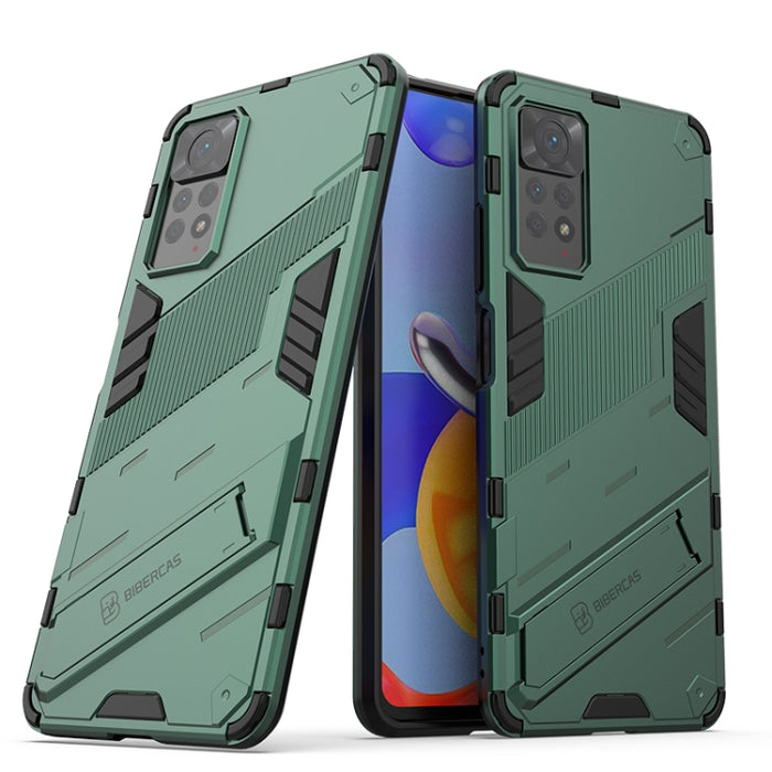 Punk Armor 2 en 1 PC + TPU Estuche para teléfono a prueba de golpes con soporte invisible, For Xiaomi Redmi Note 11 Pro 5G Gobal, For Xiaomi Poco M4 Pro 4G, For Xiaomi Poco X4 Pro 5G