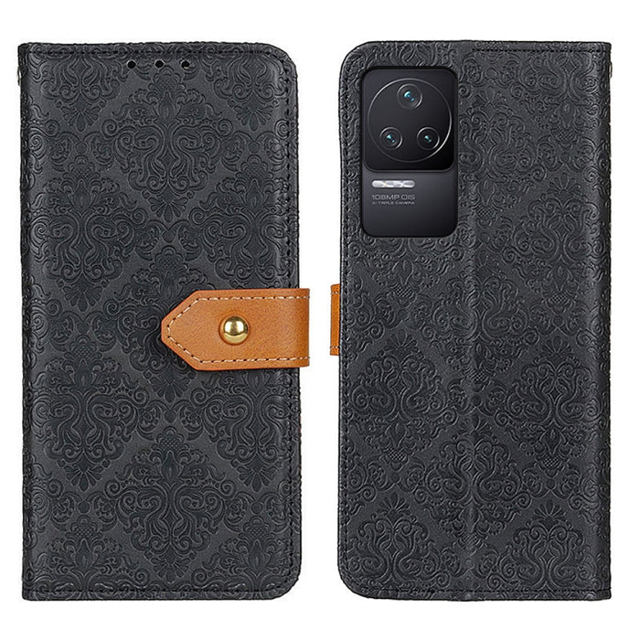 Estuche para teléfono de cuero en relieve floral europeo, For Xiaomi Redmi 10C/Redmi 10 India/Redmi 10 Power/Poco C40, For Xiaomi Redmi K40S/Redmi K40S Pro 5G/Xiaomi Poco F4 5G, For Xiaomi Redmi K50 / K50 Pro