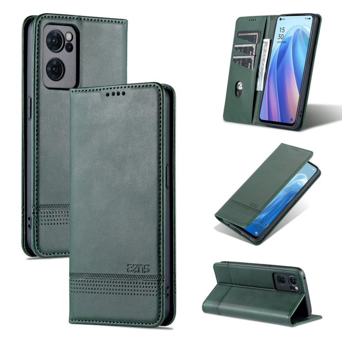 AZNS Funda de cuero con tapa magnética con textura de becerro para teléfono, For OPPO Reno7 Global, For Honor 60 SE, For Samsung Galaxy A73 5G, For Xiaomi 12 / 12X