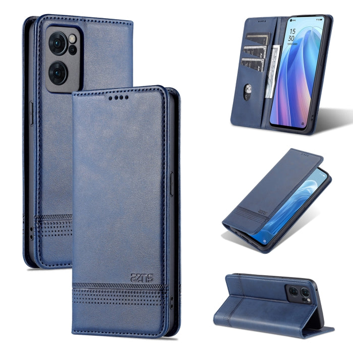 AZNS Funda de cuero con tapa magnética con textura de becerro para teléfono, For OPPO Reno7 Global, For Honor 60 SE, For Samsung Galaxy A73 5G, For Xiaomi 12 / 12X