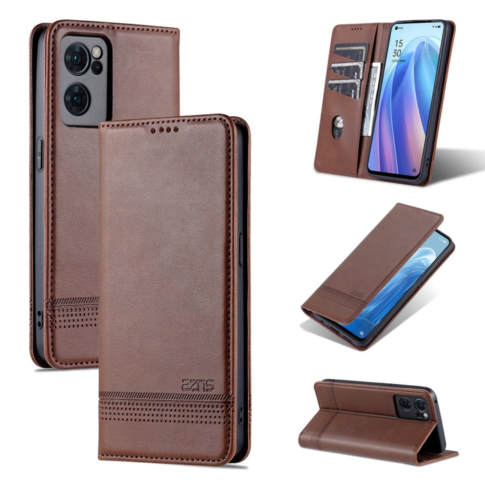 AZNS Funda de cuero con tapa magnética con textura de becerro para teléfono, For OPPO Reno7 Global, For Honor 60 SE, For Samsung Galaxy A73 5G, For Xiaomi 12 / 12X