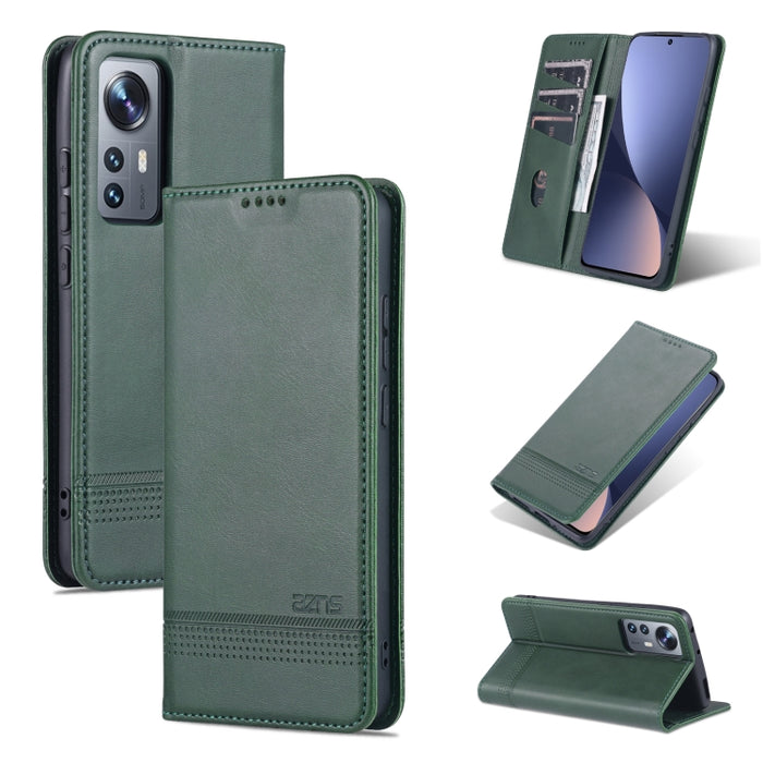 AZNS Funda de cuero con tapa magnética con textura de becerro para teléfono, For OPPO Reno7 Global, For Honor 60 SE, For Samsung Galaxy A73 5G, For Xiaomi 12 / 12X
