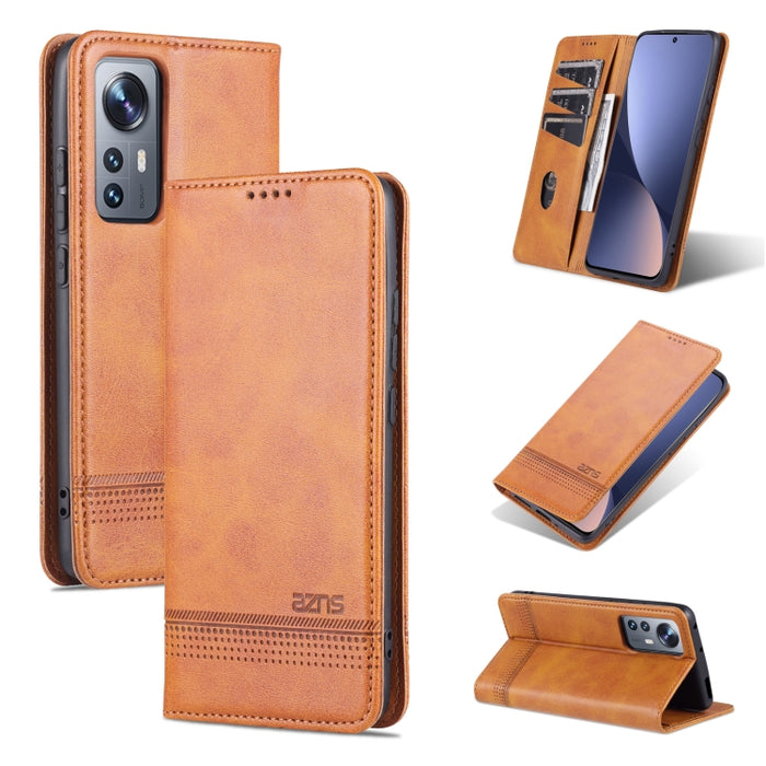 AZNS Funda de cuero con tapa magnética con textura de becerro para teléfono, For OPPO Reno7 Global, For Honor 60 SE, For Samsung Galaxy A73 5G, For Xiaomi 12 / 12X