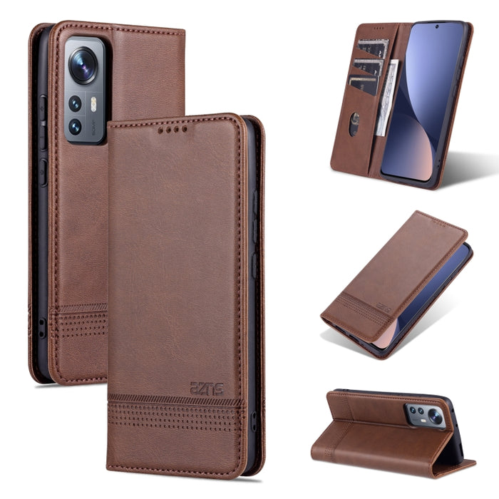AZNS Funda de cuero con tapa magnética con textura de becerro para teléfono, For OPPO Reno7 Global, For Honor 60 SE, For Samsung Galaxy A73 5G, For Xiaomi 12 / 12X