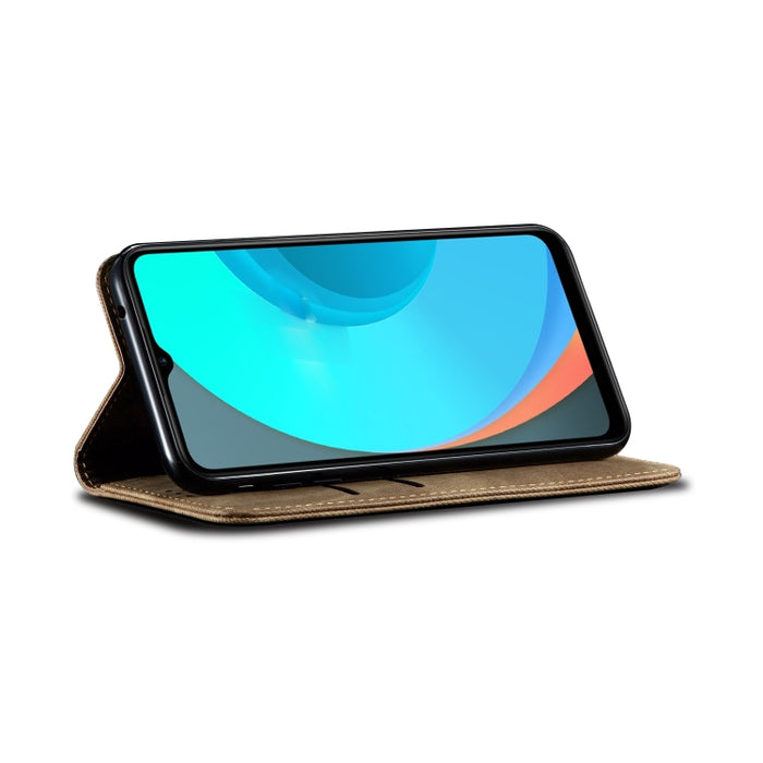 Estuche para teléfono de cuero de estilo informal con textura de mezclilla, For Xiaomi Redmi 10A / 9C