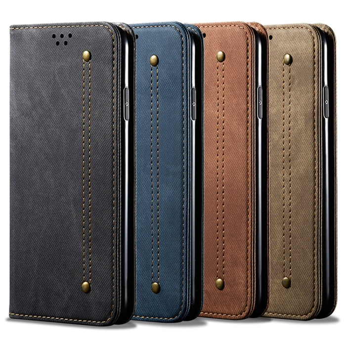 Estuche para teléfono de cuero de estilo informal con textura de mezclilla, For Xiaomi Redmi 10A / 9C