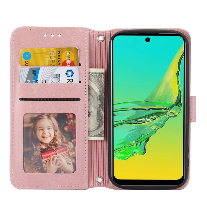 Estuche de cuero para teléfono con tapa horizontal con hebilla magnética a rayas en relieve, For Fujitsu Arrows F-52B, For OPPO A96 5G, For OPPO Reno7 5G, For OPPO Reno7 SE 5G, For OPPO Find X5, For OPPO Find X5 Pro, For OPPO Realme 9 Pro+             ...