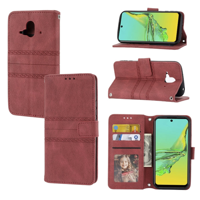 Estuche de cuero para teléfono con tapa horizontal con hebilla magnética a rayas en relieve, For Fujitsu Arrows F-52B, For OPPO A96 5G, For OPPO Reno7 5G, For OPPO Reno7 SE 5G, For OPPO Find X5, For OPPO Find X5 Pro, For OPPO Realme 9 Pro+             ...