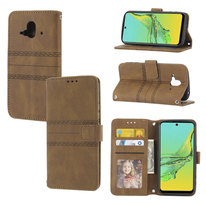 Estuche de cuero para teléfono con tapa horizontal con hebilla magnética a rayas en relieve, For Fujitsu Arrows F-52B, For OPPO A96 5G, For OPPO Reno7 5G, For OPPO Reno7 SE 5G, For OPPO Find X5, For OPPO Find X5 Pro, For OPPO Realme 9 Pro+             ...