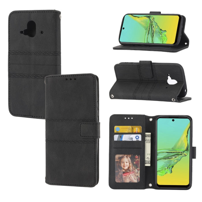 Estuche de cuero para teléfono con tapa horizontal con hebilla magnética a rayas en relieve, For Fujitsu Arrows F-52B, For OPPO A96 5G, For OPPO Reno7 5G, For OPPO Reno7 SE 5G, For OPPO Find X5, For OPPO Find X5 Pro, For OPPO Realme 9 Pro+             ...
