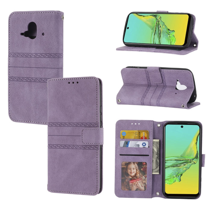 Estuche de cuero para teléfono con tapa horizontal con hebilla magnética a rayas en relieve, For Fujitsu Arrows F-52B, For OPPO A96 5G, For OPPO Reno7 5G, For OPPO Reno7 SE 5G, For OPPO Find X5, For OPPO Find X5 Pro, For OPPO Realme 9 Pro+             ...