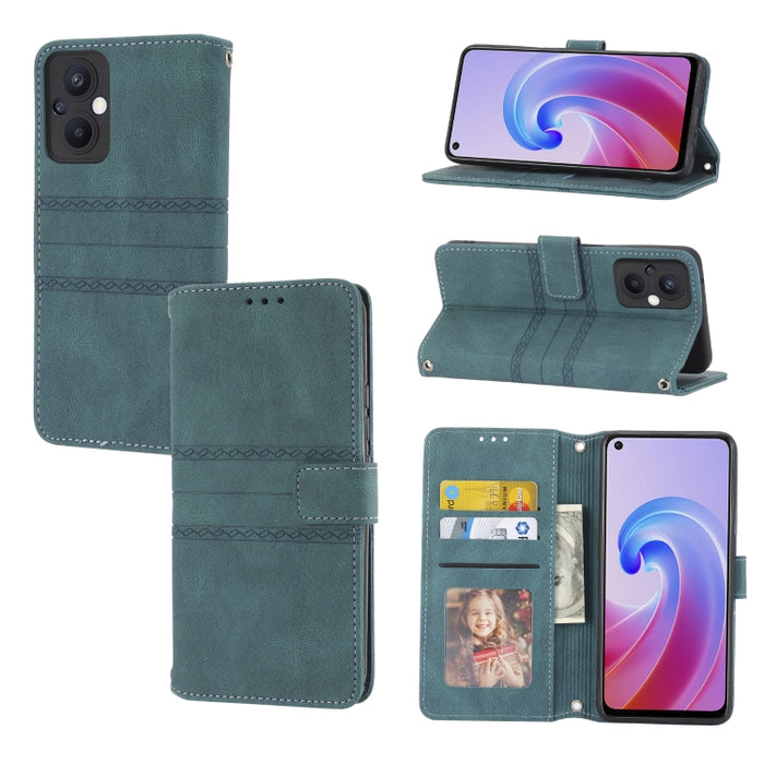 Estuche de cuero para teléfono con tapa horizontal con hebilla magnética a rayas en relieve, For Fujitsu Arrows F-52B, For OPPO A96 5G, For OPPO Reno7 5G, For OPPO Reno7 SE 5G, For OPPO Find X5, For OPPO Find X5 Pro, For OPPO Realme 9 Pro+             ...