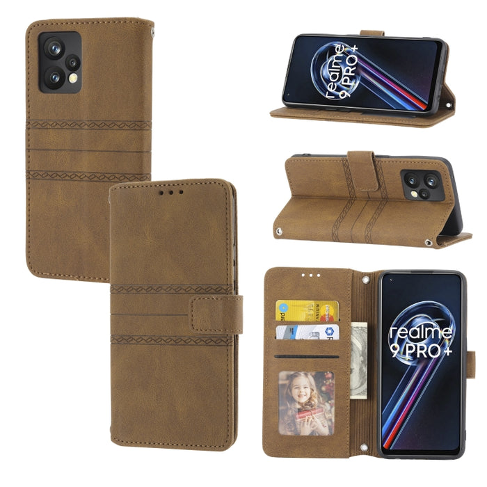 Estuche de cuero para teléfono con tapa horizontal con hebilla magnética a rayas en relieve, For Fujitsu Arrows F-52B, For OPPO A96 5G, For OPPO Reno7 5G, For OPPO Reno7 SE 5G, For OPPO Find X5, For OPPO Find X5 Pro, For OPPO Realme 9 Pro+             ...