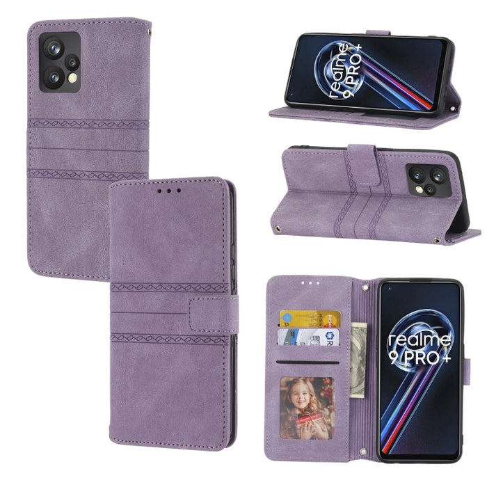 Estuche de cuero para teléfono con tapa horizontal con hebilla magnética a rayas en relieve, For Fujitsu Arrows F-52B, For OPPO A96 5G, For OPPO Reno7 5G, For OPPO Reno7 SE 5G, For OPPO Find X5, For OPPO Find X5 Pro, For OPPO Realme 9 Pro+             ...