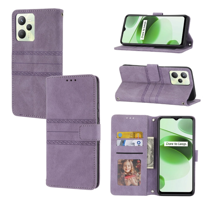 Estuche de cuero para teléfono con tapa horizontal con hebilla magnética a rayas en relieve, For Fujitsu Arrows F-52B, For OPPO A96 5G, For OPPO Reno7 5G, For OPPO Reno7 SE 5G, For OPPO Find X5, For OPPO Find X5 Pro, For OPPO Realme 9 Pro+             ...