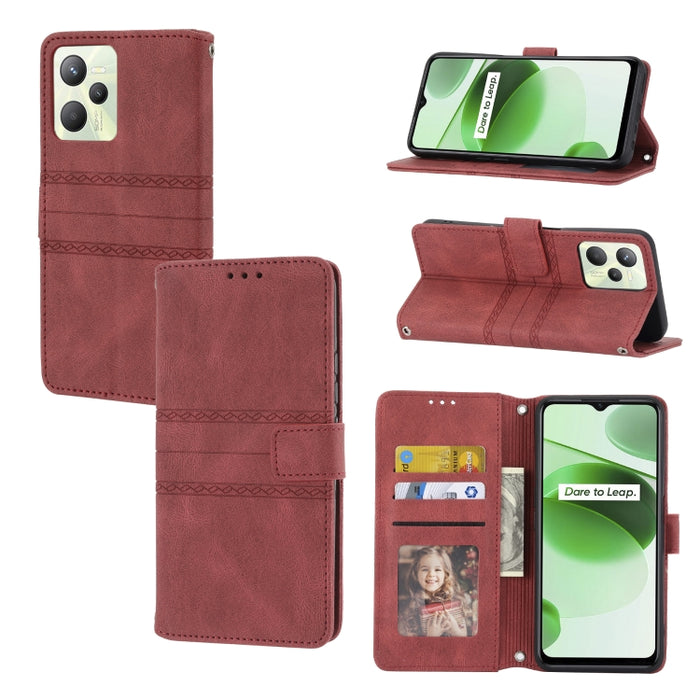 Estuche de cuero para teléfono con tapa horizontal con hebilla magnética a rayas en relieve, For Fujitsu Arrows F-52B, For OPPO A96 5G, For OPPO Reno7 5G, For OPPO Reno7 SE 5G, For OPPO Find X5, For OPPO Find X5 Pro, For OPPO Realme 9 Pro+             ...