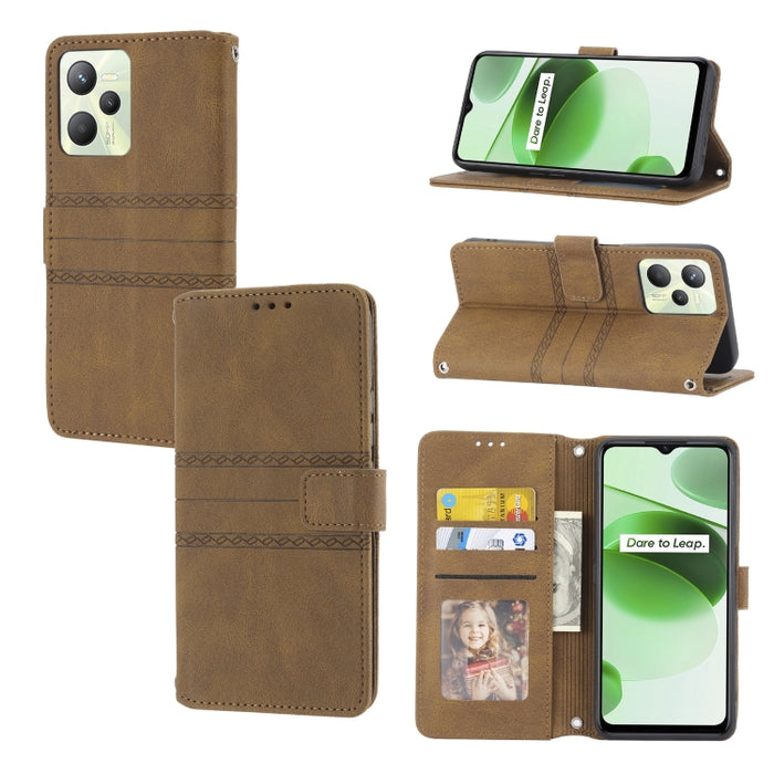 Estuche de cuero para teléfono con tapa horizontal con hebilla magnética a rayas en relieve, For Fujitsu Arrows F-52B, For OPPO A96 5G, For OPPO Reno7 5G, For OPPO Reno7 SE 5G, For OPPO Find X5, For OPPO Find X5 Pro, For OPPO Realme 9 Pro+             ...