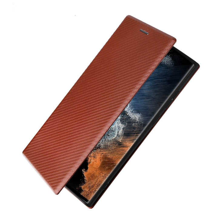 Caja de teléfono de cuero con tapa horizontal magnética con textura de fibra de carbono, For Samsung Galaxy S22 Ultra 5G, For OnePlus Nord CE 2 5G, For Xiaomi Poco X4 Pro 5G, For Motorola Moto G22, For TCL 30 5G / 30+
