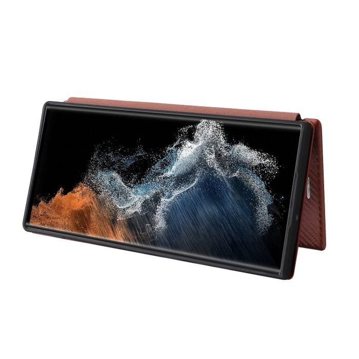 Caja de teléfono de cuero con tapa horizontal magnética con textura de fibra de carbono, For Samsung Galaxy S22 Ultra 5G, For OnePlus Nord CE 2 5G, For Xiaomi Poco X4 Pro 5G, For Motorola Moto G22, For TCL 30 5G / 30+