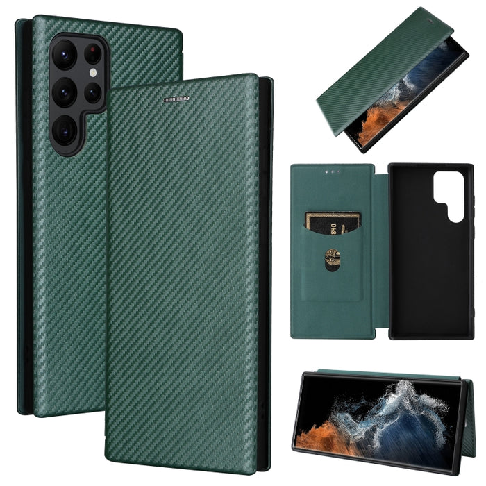 Caja de teléfono de cuero con tapa horizontal magnética con textura de fibra de carbono, For Samsung Galaxy S22 Ultra 5G, For OnePlus Nord CE 2 5G, For Xiaomi Poco X4 Pro 5G, For Motorola Moto G22, For TCL 30 5G / 30+