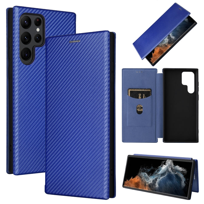 Caja de teléfono de cuero con tapa horizontal magnética con textura de fibra de carbono, For Samsung Galaxy S22 Ultra 5G, For OnePlus Nord CE 2 5G, For Xiaomi Poco X4 Pro 5G, For Motorola Moto G22, For TCL 30 5G / 30+