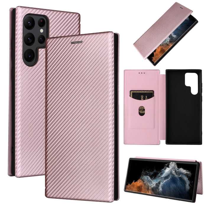 Caja de teléfono de cuero con tapa horizontal magnética con textura de fibra de carbono, For Samsung Galaxy S22 Ultra 5G, For OnePlus Nord CE 2 5G, For Xiaomi Poco X4 Pro 5G, For Motorola Moto G22, For TCL 30 5G / 30+