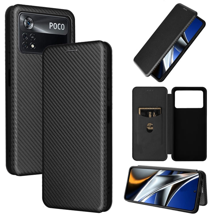 Caja de teléfono de cuero con tapa horizontal magnética con textura de fibra de carbono, For Samsung Galaxy S22 Ultra 5G, For OnePlus Nord CE 2 5G, For Xiaomi Poco X4 Pro 5G, For Motorola Moto G22, For TCL 30 5G / 30+