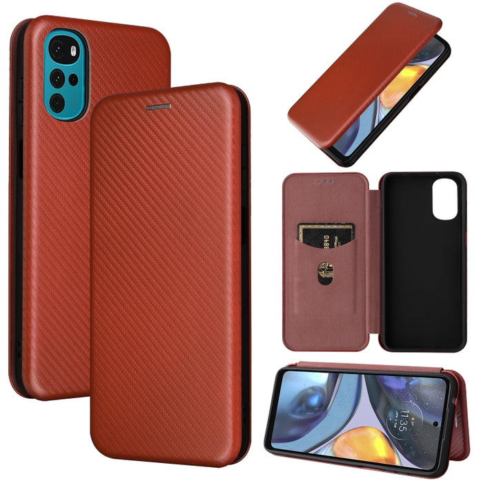 Caja de teléfono de cuero con tapa horizontal magnética con textura de fibra de carbono, For Samsung Galaxy S22 Ultra 5G, For OnePlus Nord CE 2 5G, For Xiaomi Poco X4 Pro 5G, For Motorola Moto G22, For TCL 30 5G / 30+