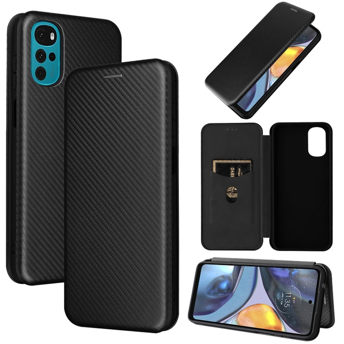 Caja de teléfono de cuero con tapa horizontal magnética con textura de fibra de carbono, For Samsung Galaxy S22 Ultra 5G, For OnePlus Nord CE 2 5G, For Xiaomi Poco X4 Pro 5G, For Motorola Moto G22, For TCL 30 5G / 30+