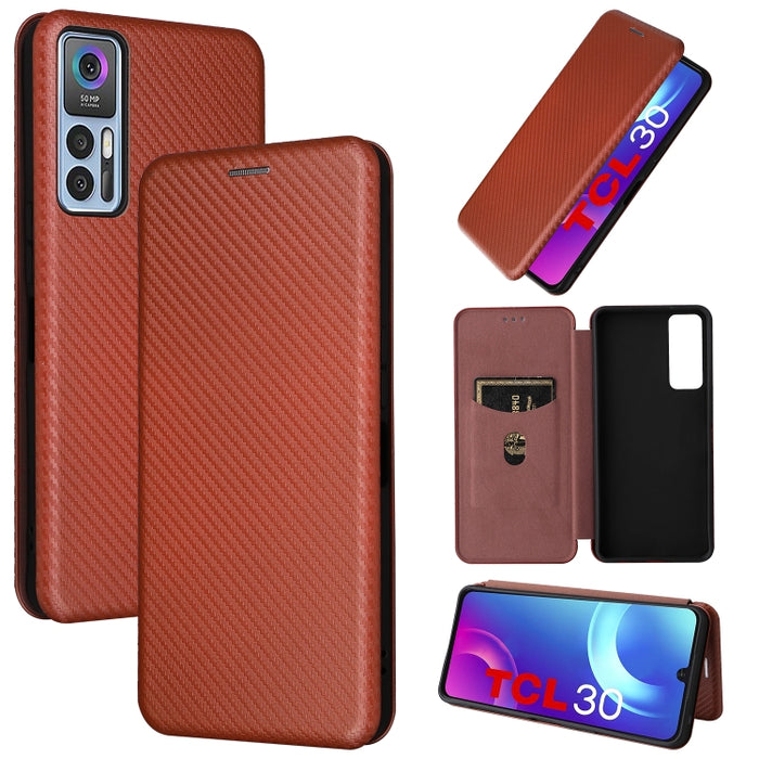 Caja de teléfono de cuero con tapa horizontal magnética con textura de fibra de carbono, For Samsung Galaxy S22 Ultra 5G, For OnePlus Nord CE 2 5G, For Xiaomi Poco X4 Pro 5G, For Motorola Moto G22, For TCL 30 5G / 30+