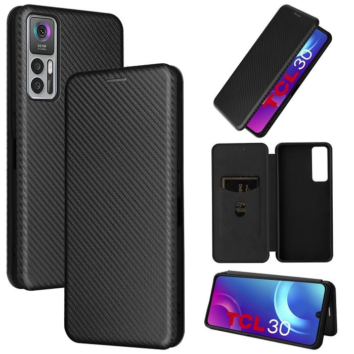 Caja de teléfono de cuero con tapa horizontal magnética con textura de fibra de carbono, For Samsung Galaxy S22 Ultra 5G, For OnePlus Nord CE 2 5G, For Xiaomi Poco X4 Pro 5G, For Motorola Moto G22, For TCL 30 5G / 30+