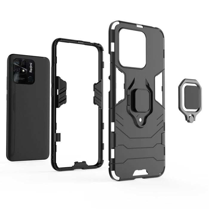 Caja de teléfono PC + TPU a prueba de golpes con soporte de anillo magnético, For Xiaomi Redmi 10C, For Xiaomi Redmi Note 11E 5G