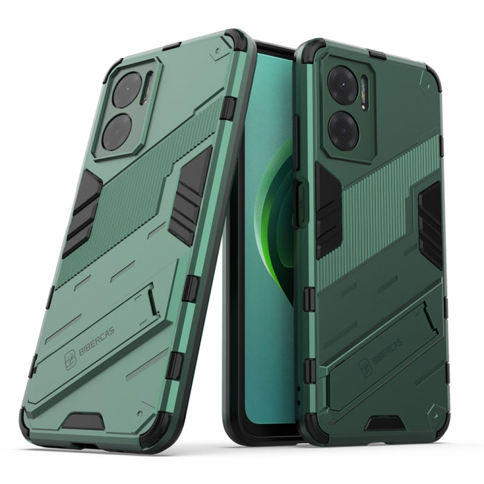 Punk Armor 2 en 1 PC + TPU Estuche para teléfono a prueba de golpes con soporte invisible, For Xiaomi Redmi Note 11E 5G China