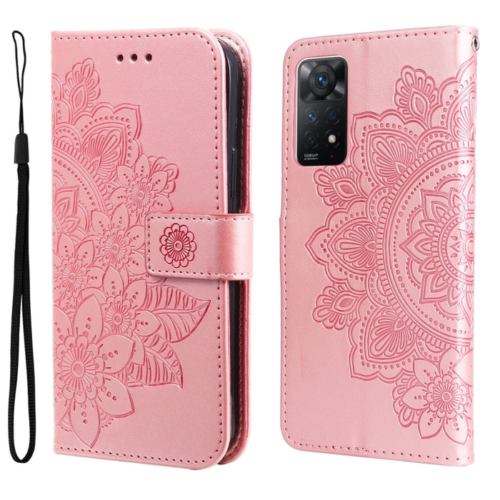 Estuche de cuero con tapa horizontal con estampado de flores de 7 pétalos, For Xiaomi Redmi Note 11 4G(Global), For Xiaomi Redmi Note 11 Pro 4G, For OPPO Realme 9i / A36 4G / A76 4G(Global), For OPPO Realme 9 Pro+, For OPPO Realme GT2 Pro              ...